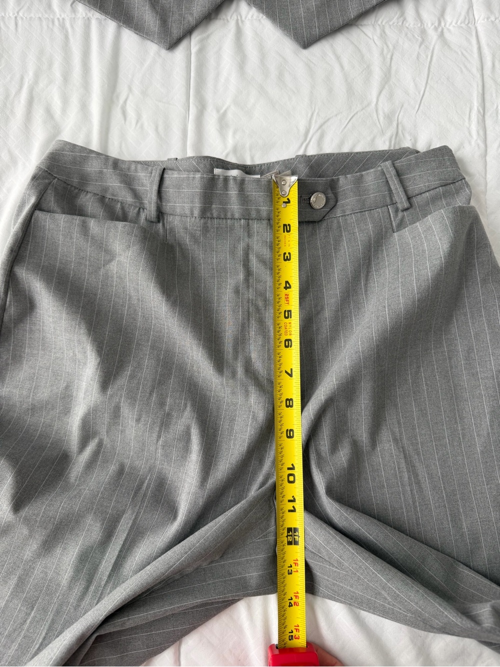 Calvin Klein Pinstripe Vest & Trouser Pantsuit Set Women’s 10 Gray Business Work - Picture 8 of 16
